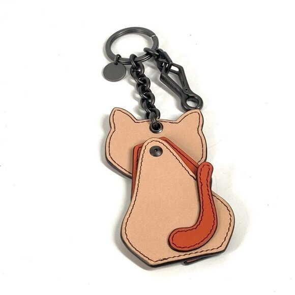 BOTTEGA VENETA Intrecciato Cat animal Bag Charm Key Holder Beige/pink - Picture 2 of 8